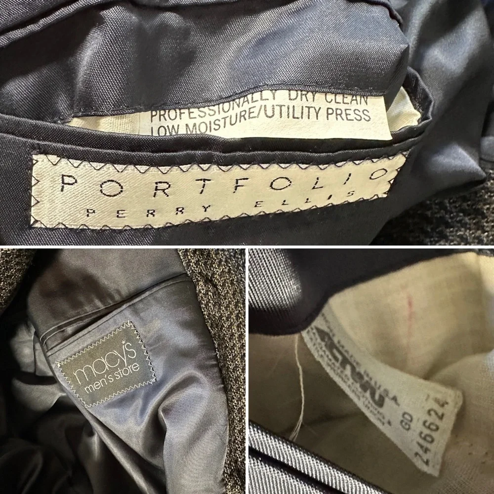 Perry Ellis Portfolio Gray Wool Blend Sport Coat Jacket Men’s Size 42S Office